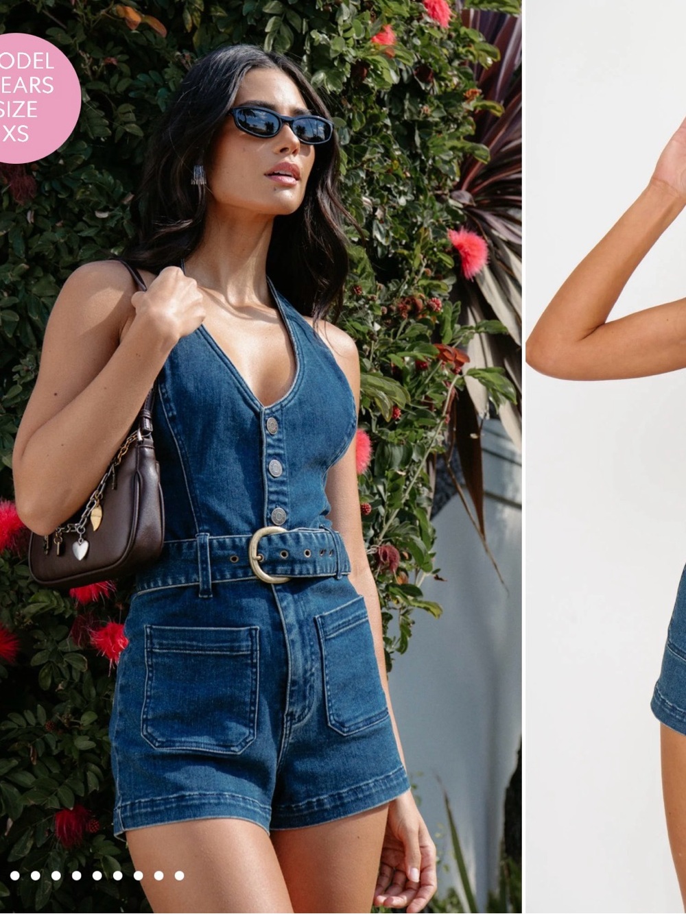 Show Me Your MuMu Dark Blue Denim Belted Romper